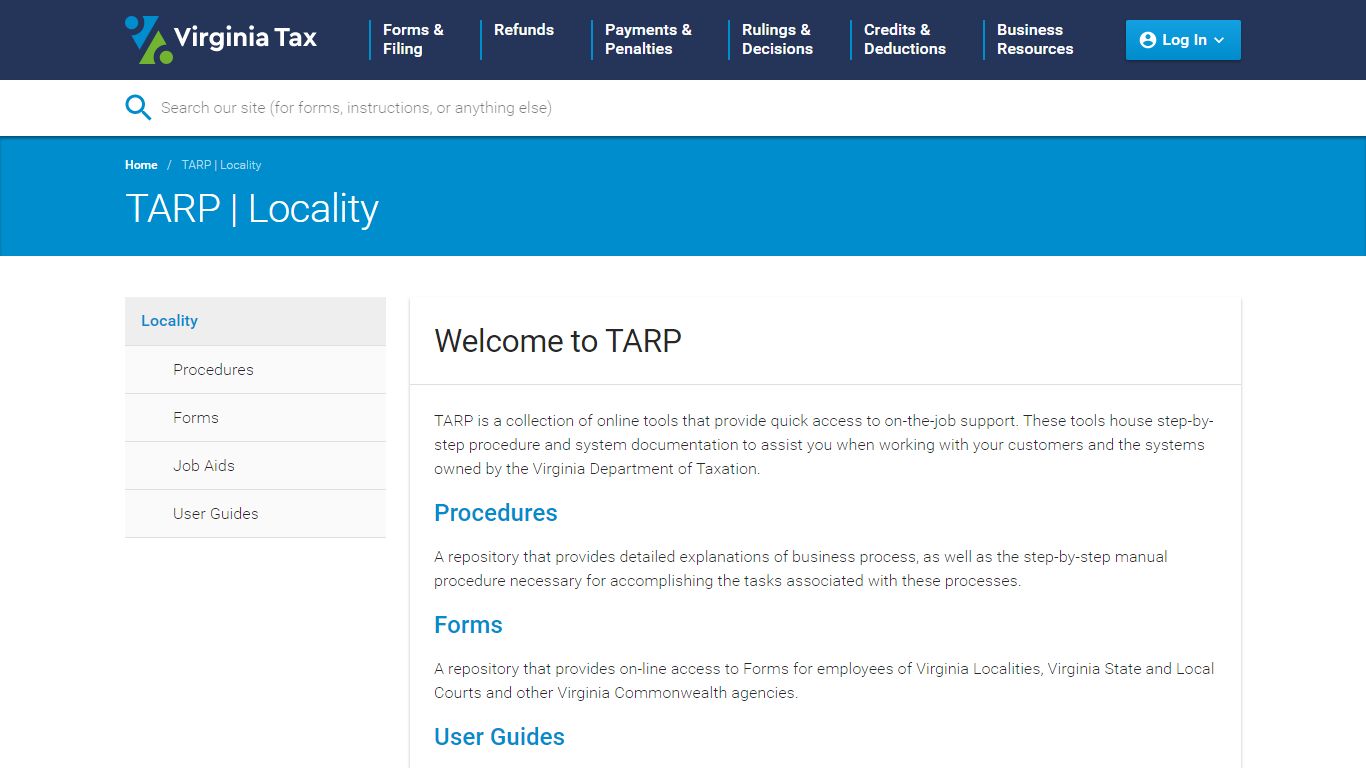 TARP | Locality | Virginia Tax